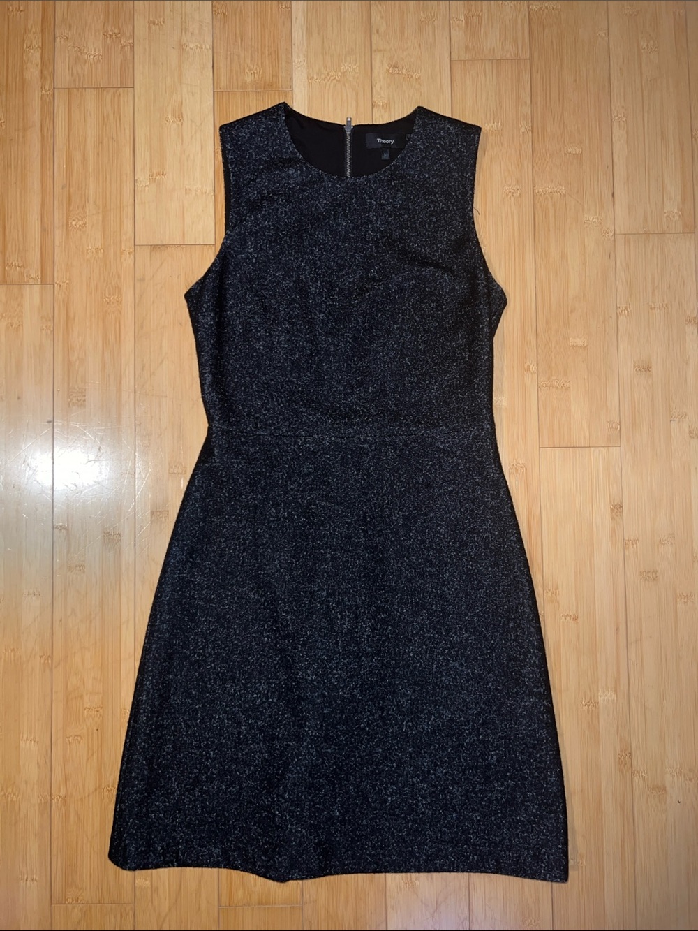 Theory Black and Gray Sleeveless A-Line Dress